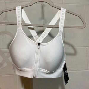 Under Armour‎ Women's Infinity High Zip Sports Bra M White Crossback 1373860 NWT